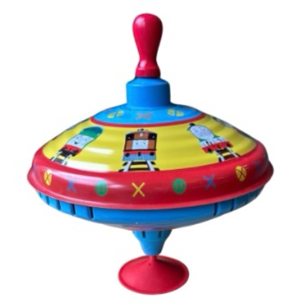 Thomas The Train Metal Spinning Top with Litho Wood Handle Vintage 1997